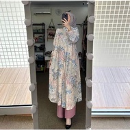 Setelan Tunik Wanita Camilla Motif Bunga Set Long Tunik Rayon Diamond Mix Celana Kulot Crinkle Kekin