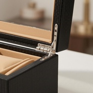 Double-Layer Watch Box Carbon-Fiber Weave Watch Storage Box Rectangular Soft Soft Padding