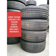 USED TAYAR 205/50R17 KUMHO MODEL TAHUN 2025Y TYRE 205/50/17 RM145 1PC HARGA
