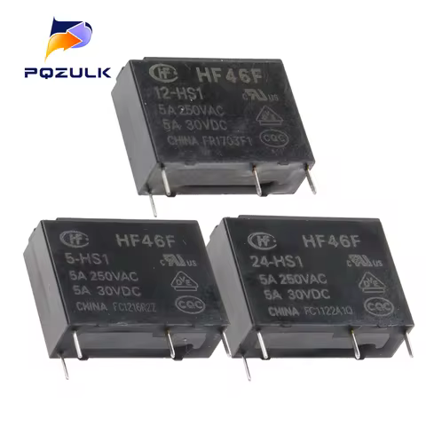 10PCS 5A 4Pin HF46F-5-HS1 HF46F-12-HS1 HF46F-24-HS1 Power Relay A Normally Open 5 12 24 VDC 5A 250VA