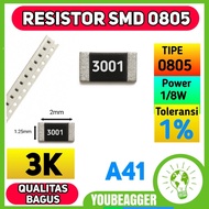 SMD 0805 3K Ohm Resistor (3001) 1% 1/ 8W Precision Resistor Chip Original