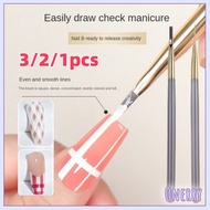 【undersell】 3/2pcs Nail Art Vintage Checkered Pattern Painting Pen Extra-fine Line Pen Hook Line Lon