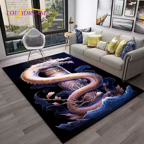 Crystal velvet carpet3D China Dragon Myth Art Cartoon Carpet Rug for Home Living Room Bedroom Sofa D
