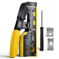 เครื่องหนีบ Rj45 AMPCOM ที่ CAT7มือจับสำหรับขั้วต่อ RJ 45 CAT6 CAT5E ปลั๊กแบบโมดูลาร์กับเครื่องตัดคี