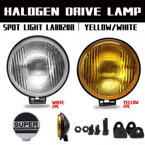 HALOGEN 6 INCH 12V TRUCK HALOGEN SPORTLIGHT ROUND SUPER LIGHT H3 FOG LAMP-(YELLOW/WHITE)