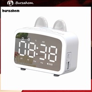 BUR_ Q8 Bluetooth-compatible 50 Wireless Multi-function Speaker LED Light Alarm Clock Mirror