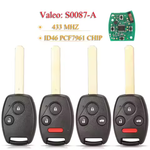 jingyuqin Remote Car Key N5F-S0087-A 433MHz ID46 Chip For Honda Civic 2006 2007+ Auto Keys Fob Contr