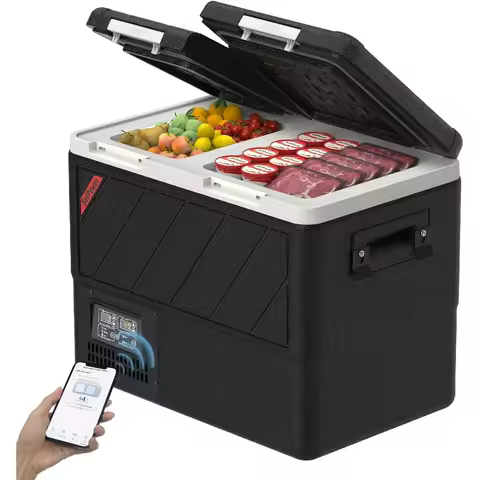 DT45 Car Refrigerator with APP Control, 48QT(45L) Electric Cooler Dual Zone Fridge Freezer, 12V Refr