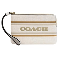 COACH CH311 品牌LOGO壓紋拉鍊零錢手拿包.白棕