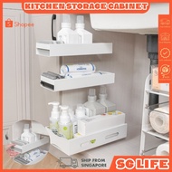 【SG Stock】Kitchen Storage Cabinet Pull-Down Basket Kitchen Organizer Space Saver Storage Boxes