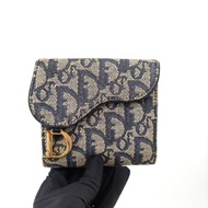 (preloved)Reu 39553 Christian Dior - Vintage Canvas Oblique Saddle Bi-fold Wallet