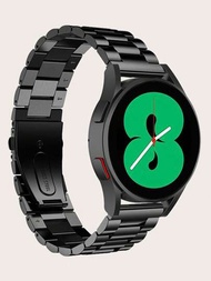 1入組黑色三珠不銹鋼智慧手錶帶相容於三星 Galaxy Watch 6/5/4/40 毫米/44 毫米/galaxy6 經典 43 毫米/47 毫米/galaxy4 經典 42 毫米/46 毫米