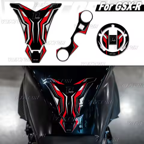 3D Motorcycle Fuel Tank Protection Sticker Triple Tree Steering Stem Fork Clamp Decal For GSXR GSX‑R
