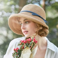 Hepburn Style Straw Hat Women Age Reduction Face Small Curly Edge Straw Sun Hat female Summer Beach Hat Wide Brim Holiday UV Hat