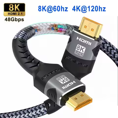 HDMI Cable 8K@60Hz 4k@120Hz HDMI-compatible Cable 18Gbps High Speed2.0 Braided Cord for TV PC Laptop
