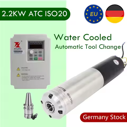 『EU』Automatic Tool Changer Water Cooled 2.2KW 220V ATC Spindle Motor ISO20 Metal Engraving + 2.2KW I