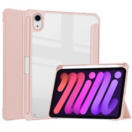 เคสฝาพับ หลังใส ไอแพด มินิ 6  Case Acrylic 3-Folding Smart Leather Tablet For iPad Mini 6 (8.9)