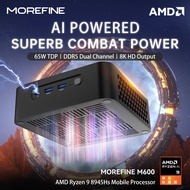 MOREFINE MINI PC M600 AMD Ryzen 9 8945HS Radeon 780M DDR5 Dual SSD M.2 Windows 11 Pro Dual 2.5G Lan 