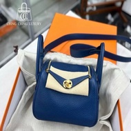 🌈Hermes💙Mini Lindy一代💙S4深邃藍金扣🌈99.5新🌟TC皮🌟愛馬仕🌟