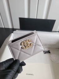 💟CHANEL 19菱格紋雙C卡包 灰色  #全實拍 100%new 零錢包，Wallet，Coin Purse，Card Holder，卡包，卡套，卡夾，香奈兒，生日禮物Gift，免運費 包郵 支持