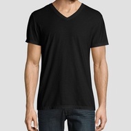 Kentucky V-Neck Plain Black Cotton T-Shirt for Adult Unisex