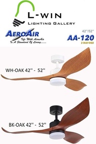 Aeroair 42 - 52 M-OAK Ceiling Fan with 20W RGB LED Light Kit (AA-120) DC Motor
