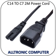 C14 to C7 2Meter Power Cable / IEC320 C14 to C07 Figure 8 Cable / C7 to C14