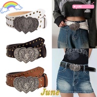 JUNE1 Jeans Pants Decorative Waistband, Wide PU Leather Punk Rivet Belts, Apparel Accessories Y2k He