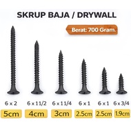 [PRICE PER 700 GRAM] IZM Gypsum Screw Drywall Screw 700 Gram Screw Black Steel Gypsum Screw Nut Bolt