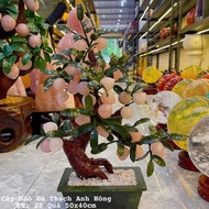 Pink Stone Peach Tree 28 Solid Fruits Natural Feng Shui Stone