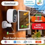 Eseecloud  4K Dual Band 2.4/5Ghz WiFi Solar Battery Powered CCTV Camera Low Power Rechargeable Batte