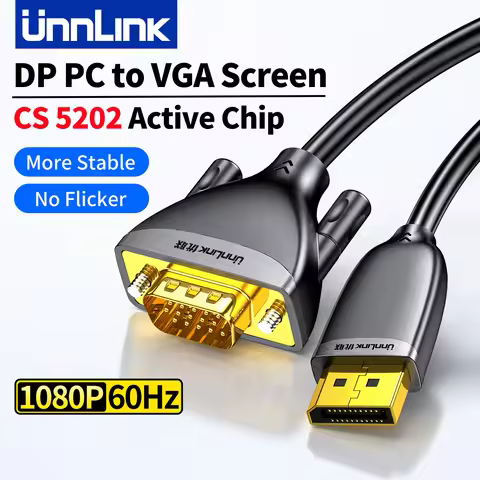 Unnlink Active DP to VGA Cable, 1080P DisplayPort Computer/Laptop to VGA Monitor/Projector Converter