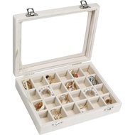 Velvet Jewelry Box 24 Grid Jewelry Ring Display Organiser Box Tray Holder Earrings Storage Case for 