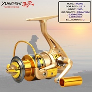 YUMOSHI HF 2000 - 8000 Series 12 Ball Bearing Spinning Fishing Reel - Gold