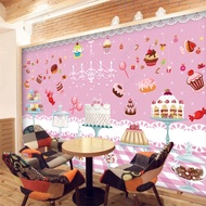 Custom Pink Cake Macaron Wallpaper 3d Bakery Cake Dessert Restaurant Background Wall Paper Industria