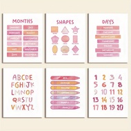 TEMU [print Painting] Set Of 6 Frameless Boho-style Posters Featuring Colorful Educational Designs O