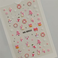 Christmas Element Nail Art Stickers 5D Christmas bow Stereo Nail Decorative Sticker