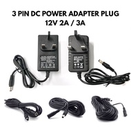 Ready Stock AC To DC 12V 2A/3A UK Power for Led/Modem/Router/CCTV And DC Extension Cable