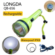 LONGDA QB-656 Rechargeable Waterproof IPX8 Diving Flashlight