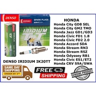 [4PC] Denso Iridium IK20TT spark plug original Honda City Jazz Civic Accord CRV Odyssey Freed BRV CR