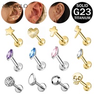 SPORCLO 16G Earring 1 Pc G23 Titanium Ear Piercing Cubic Zircon Stud Earring Lightning Earring Helix
