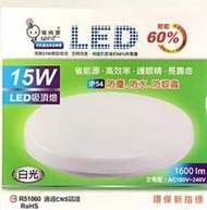 電精靈 LED 15W 防塵 防水吸頂燈(白)DRY-15W