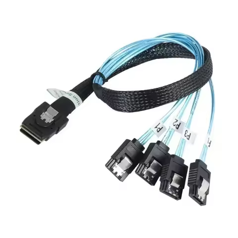 SAS SATA Cable Mini-SAS SFF-8087 To 4 SATA Cable Mini SAS 4i SFF8087 36P To 4 SATA 7P Cable 12Gbps 5