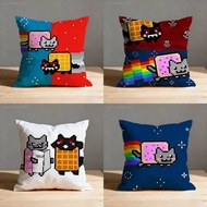 N-Nyan Cat Throw Pillow Case For 45x45cm 55x55cm 30x30cm Square Car Pillowcase Home Behamber Decor G