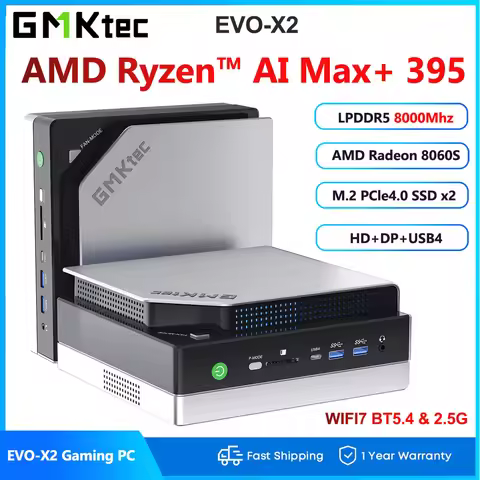 GMKTec EVO-X2 AMD Ryzen Al Max+ 395 Mini PC Windows 11 Pro LPDDR5 128GB 2TB PCle 4.0 NVMe Wif7 BT5.4