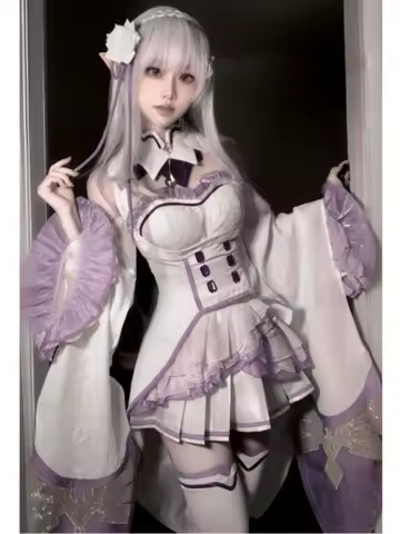 Emilia RE: ZERO Starting Life in Another World Costume Cosplay Set Suit Gorgeous Collection Edition