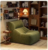 Single Bean Bag French Retro Striped Caterpillar Lazy Sofa Frameless Chenille Single Lounge Chair Vi