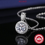 AGIAO 3 Carat Moissanite Necklace for Women Pt950 Platinum Collarbone Chain 5A Zircon Pendant Jewelr