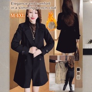 Fashionable, thickened fleece trench coat for women / mid-length coat, small sizes, fashionable, mid