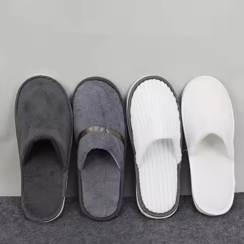 4Pairs/Lot Men Women Kids Disposable Hotel Guest Slippers Cotton Slides Home Travel SPA Slipper Hosp